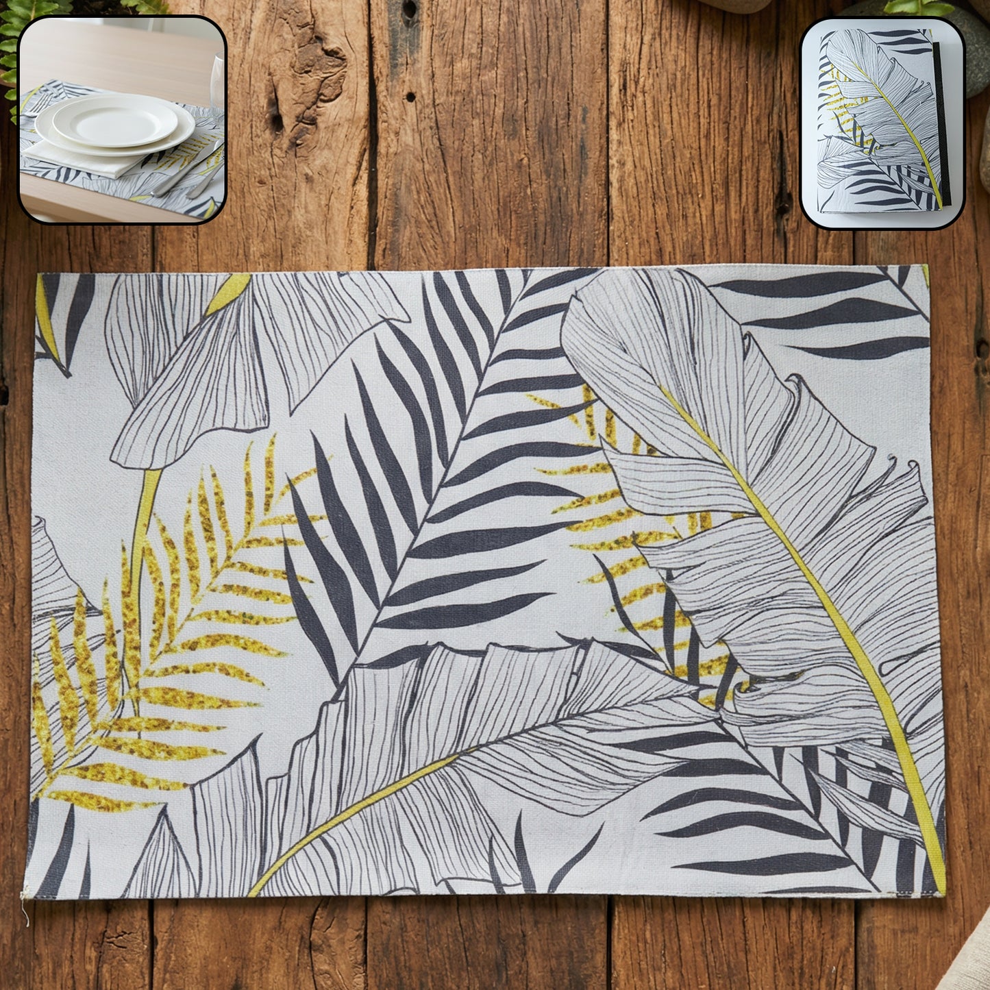 2-in-1 Reversible Leaf Print Placemat Set (2 Pcs) - Happy Price - Image 2