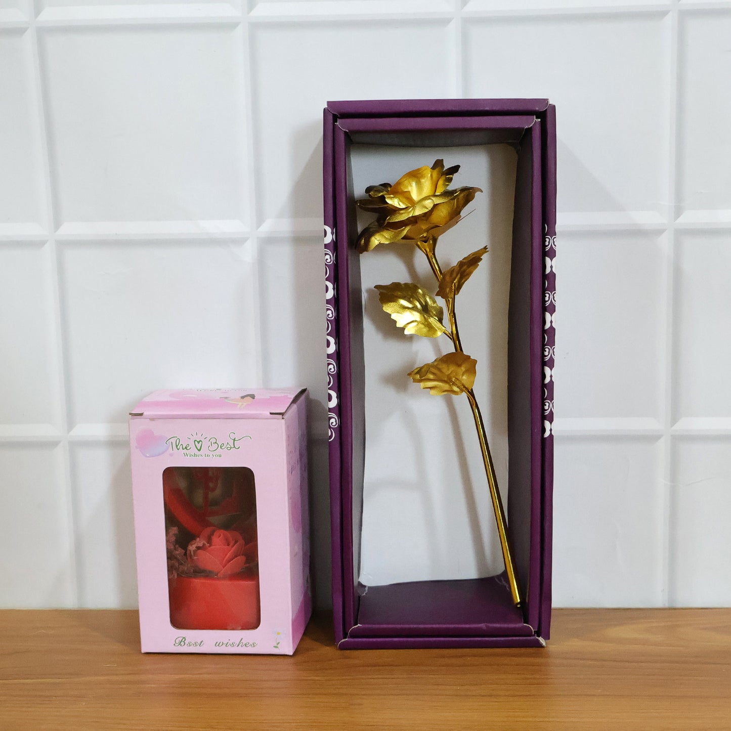 Heart Love Showpiece with Golden Rose Gift Set (2 Pc) - Happy Price - Image 7