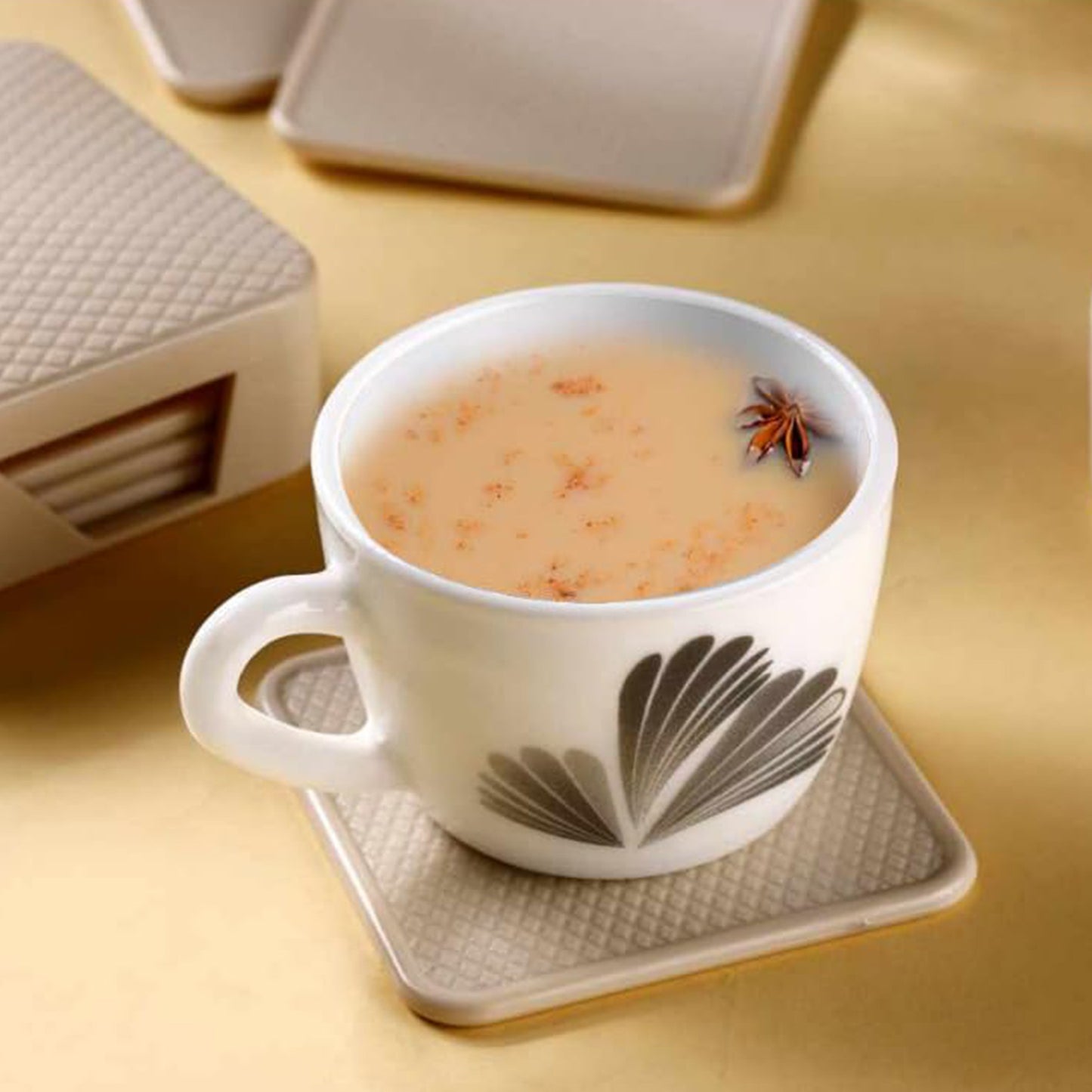 Ganesh Square Coasters Set with Storage Box - 6 Pcs Premium Drink Mats - Happy Price - Image 4