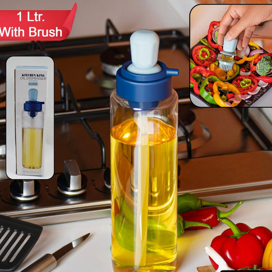 2 In 1 Transparent Oilar Dispenser With Silicone Oil Dropper Nozzle (1 Pc  With Brush  1 Ltr.) - Happy Price - Image 1