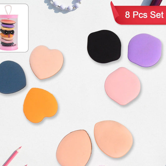 Mini Finger Makeup Powder Puff (Multicolour 8 Pcs Set) - Happy Price - Image 1