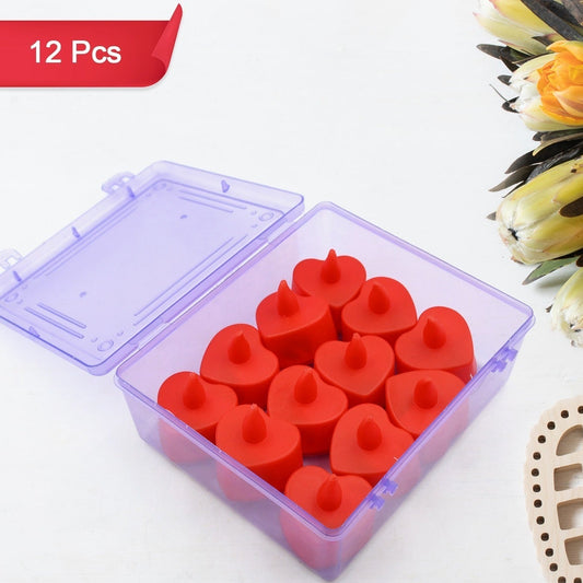 Flameless Candles Led Heart Shape Tea Light Candles Multi Color Electrical Diya Candles Battery Operated Fake Candles For Gifthome Decoration Diwali Navratri Lighting (Pack Of 12) - Happy Price - Image 1