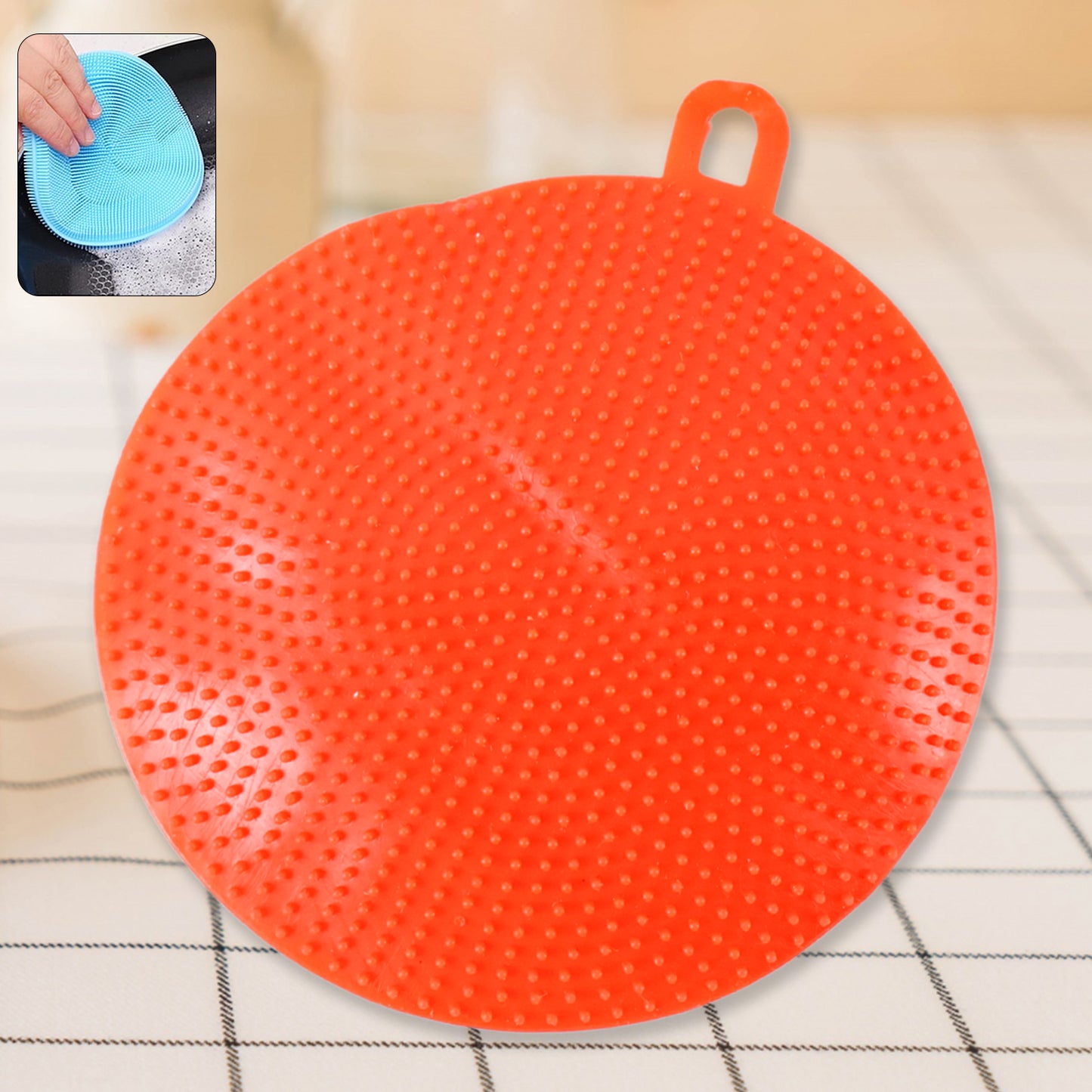Red Silicone Dish Scrubber Sponge Mildew Free Non Stick Heat Resistant - Happy Price - Image 2