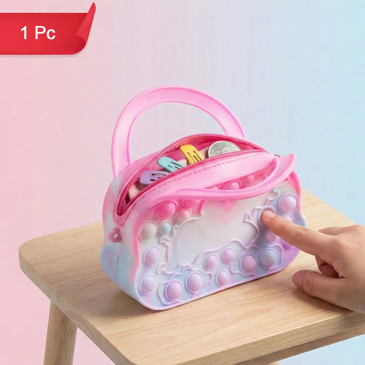 Silicone Pop It Coin Pouch with Zipper and Handle - 1 Pc - Happy Price - Image 1