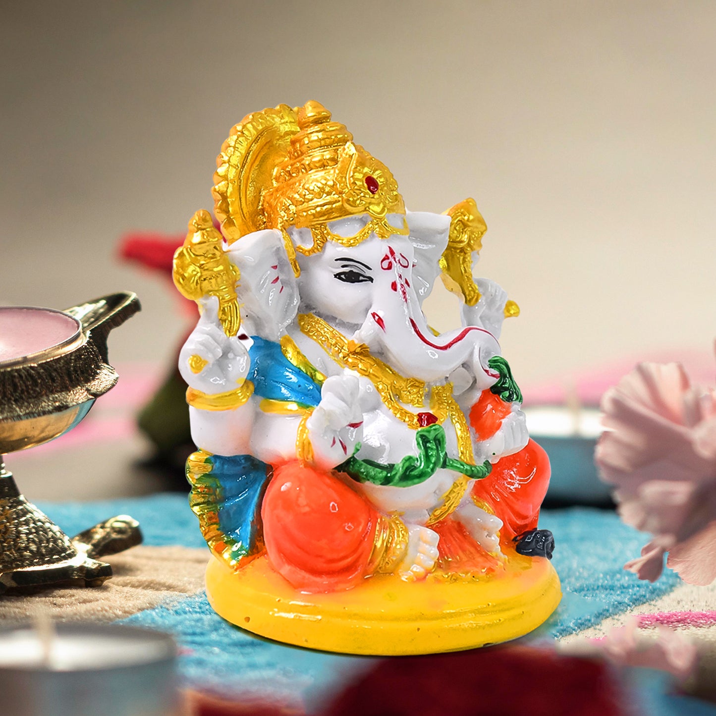Lord Ganesha Idol  Ganpati Statue  Ganpatii Bappa Showpiece For Gifts (1 Pc) - Happy Price - Image 4