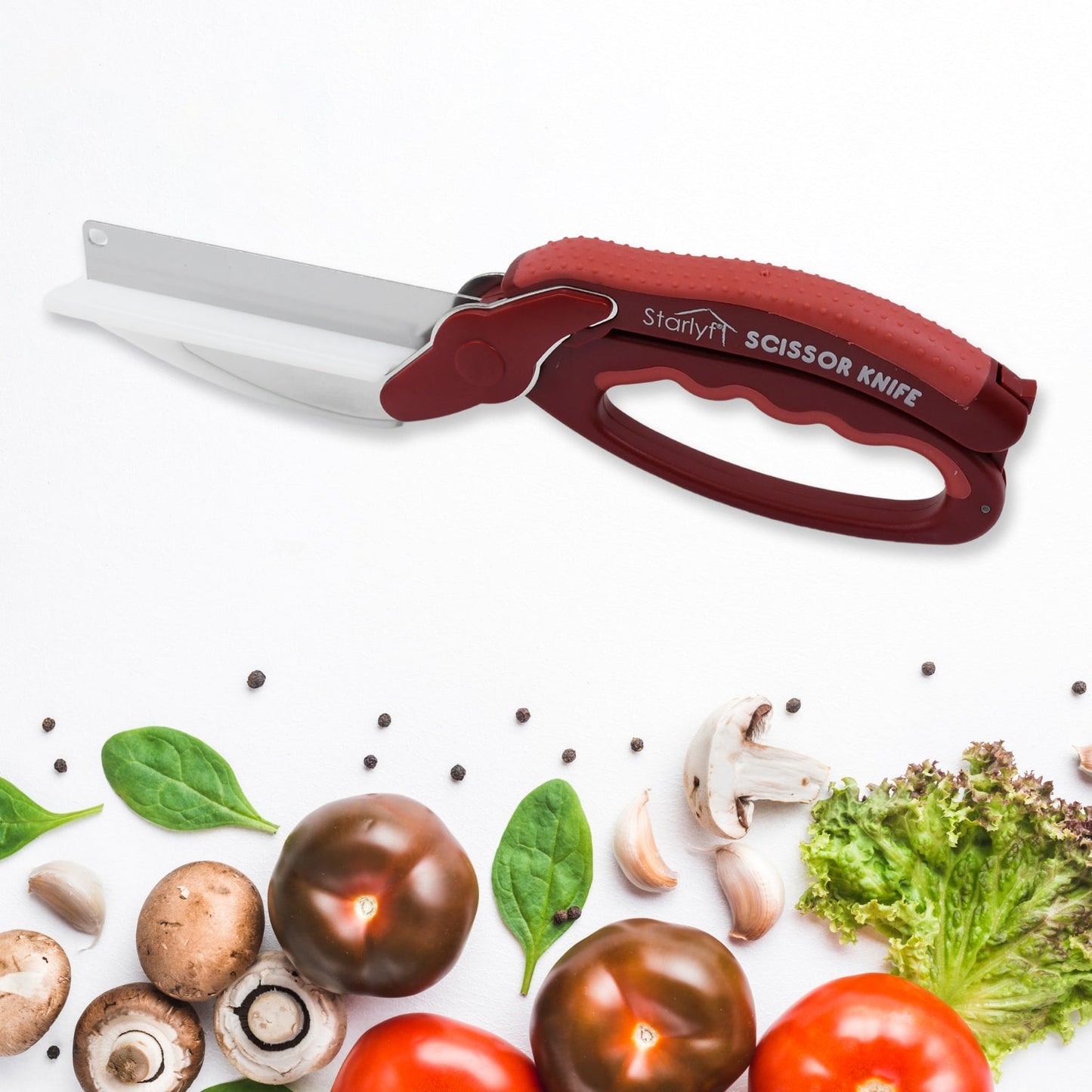 2 In 1 Kitchen Knife Scissor With Spring Locking Hinge And Chopping Board (1 Pc  With Card Packing) - Happy Price - Image 3