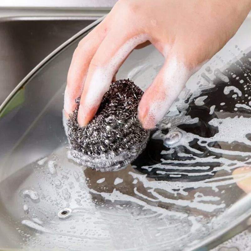 Round Shape Stainless Steel Scrubber (Pack Of 6) - Happy Price - Image 2