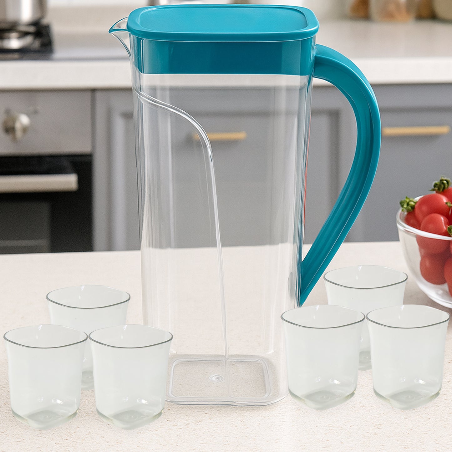 7-Piece Plastic Drinkware Set: 1.5L Jug with 6 x 200ml Glasses - Happy Price - Image 7