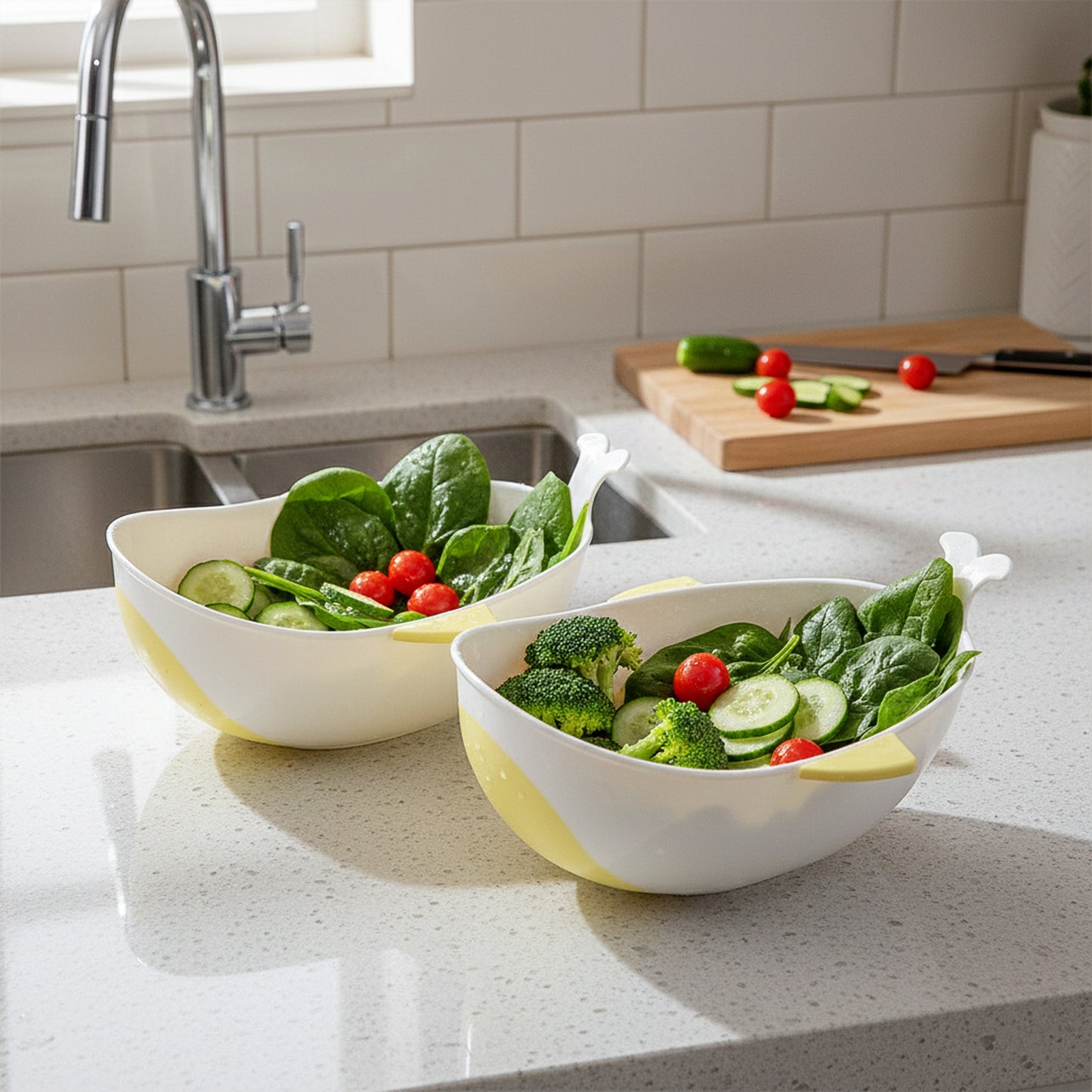 2-Piece Plastic Kitchen Bowl with Built-in Strainer for Washing Grains and Produce - Happy Price - Image 5