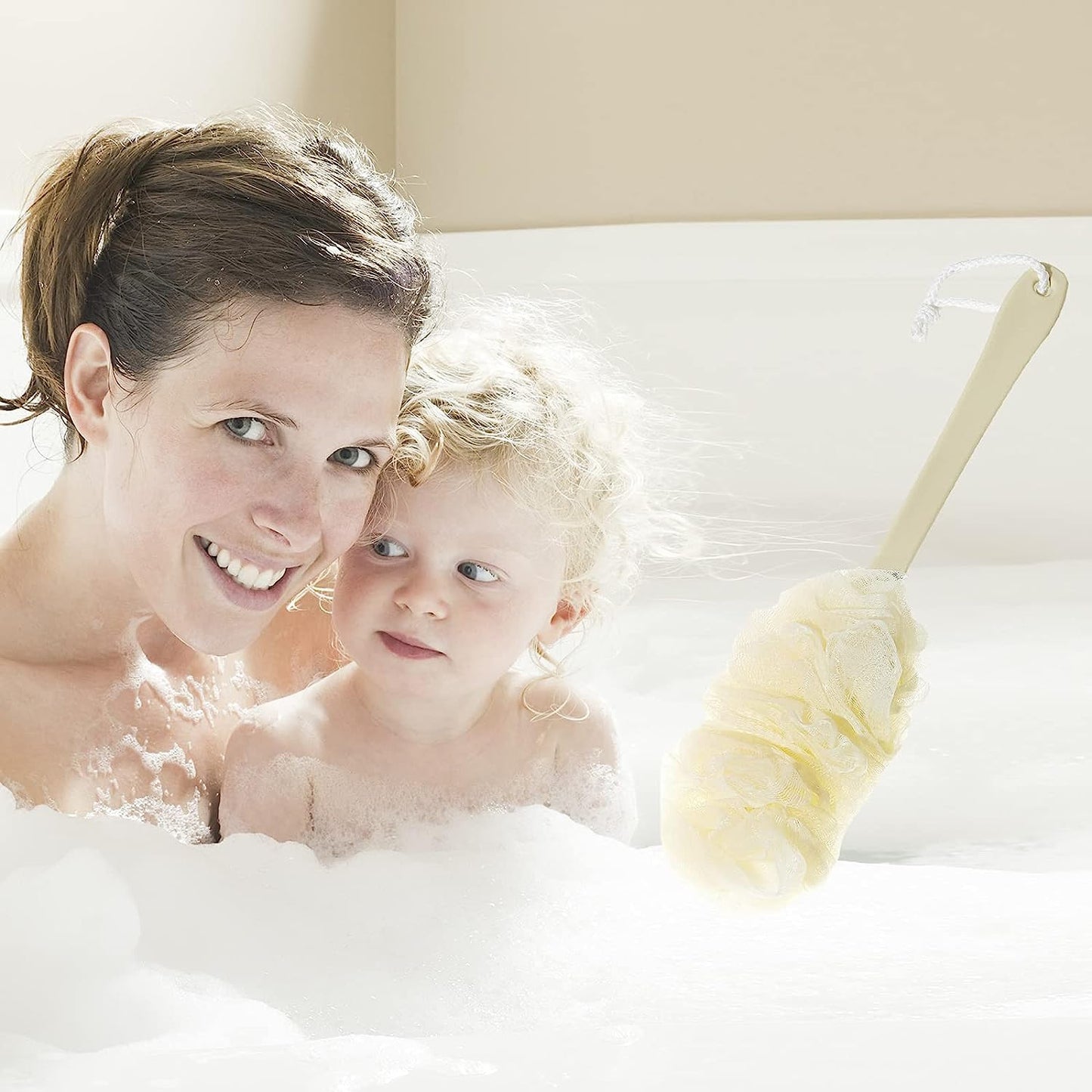 Long Handle Bath Scrubber with Soft Nylon Mesh for Shower - Reaches All Back Areas - Happy Price - Image 4