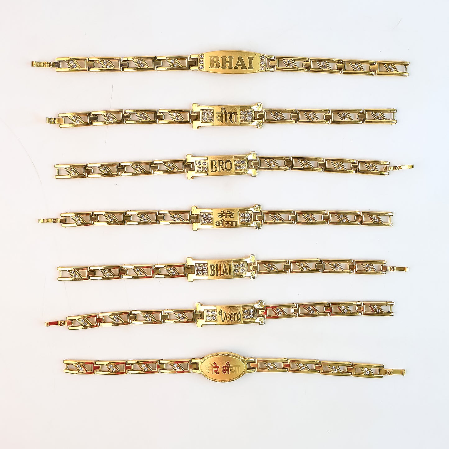 Metal Rakhi Bracelet For Brother Chain Rakhi With Wording (Mix Design 1 Pc) - Happy Price - Image 2