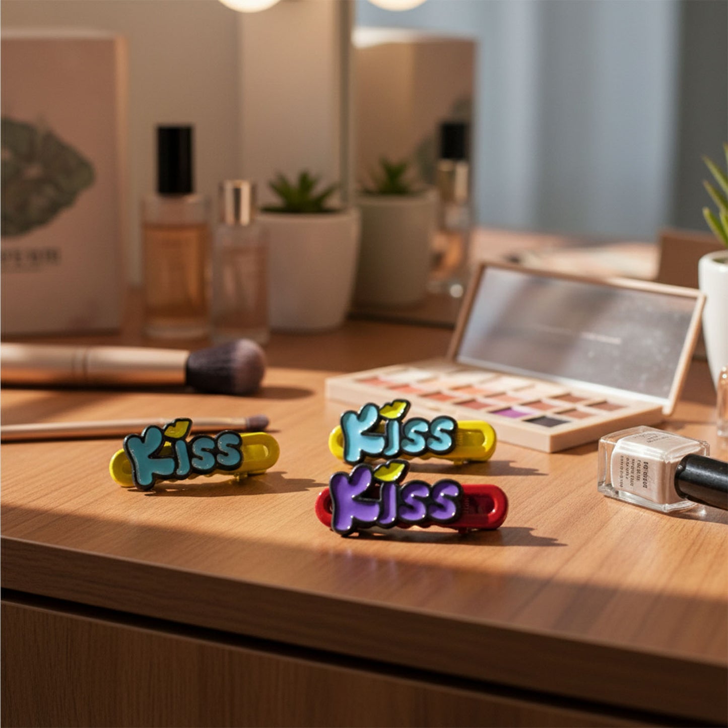 Decorative Kiss Text Hair Clips - Pack of 4 - Happy Price - Image 6