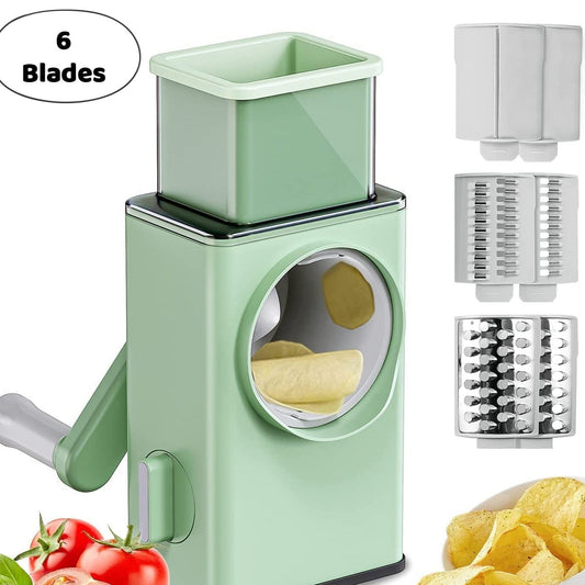 Stainless Steel Vegetable Chopper Veg Chopper And Dicer With 6 Blades  Brush Kitchen Multifunctional Mandoline Vegetable Slicer For Veggies Onion Garlic Potatoes Fruits Cookie Oreo Vegetable Cutter Stable Suction Base For Home Kitchen - Happy Price - Image 1