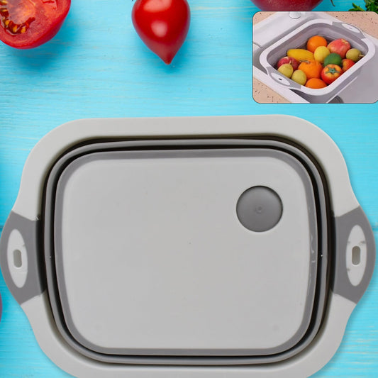 Collapsible Cutting Board With Dish Tub Basket - Happy Price - Image 1