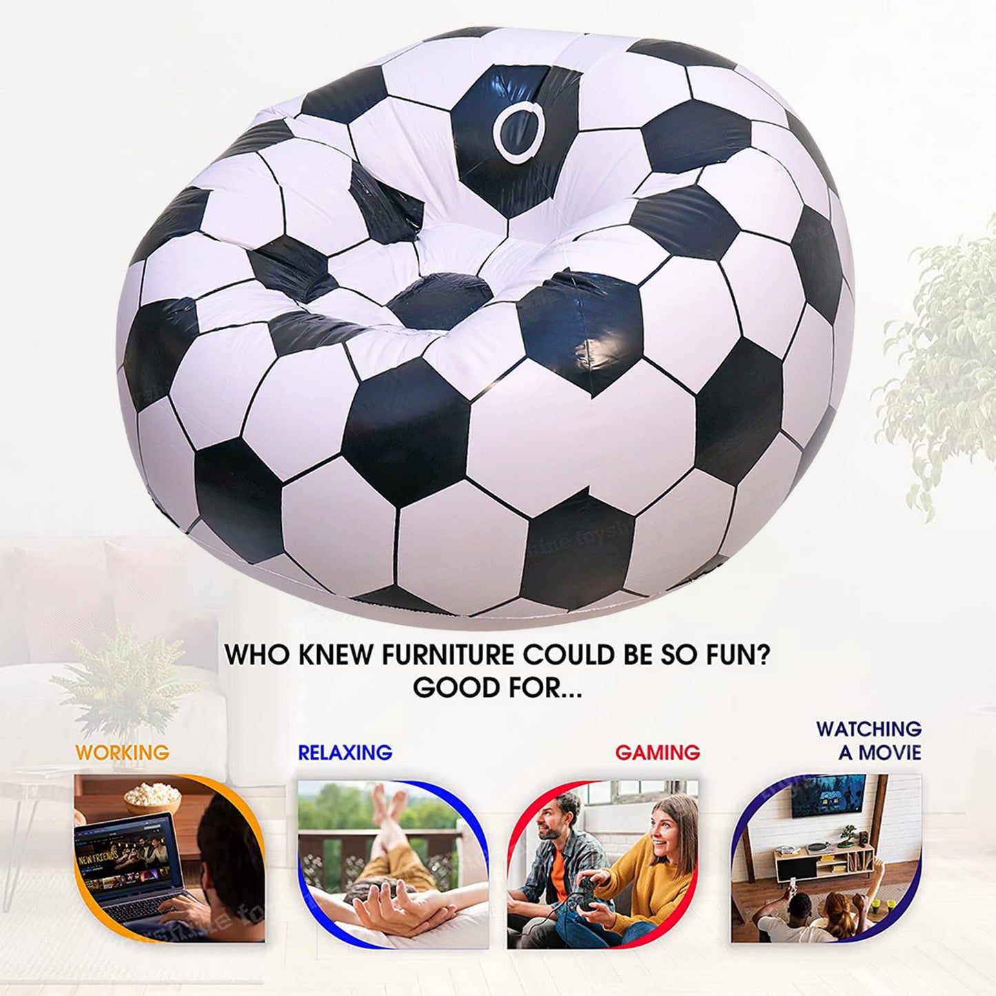 Foldable Sofa Cartoon Style Inflatable Folding Chair Ball Chair Inflatable Sofa For Adults Kids Size (110cm X 80cm) - Happy Price - Image 2