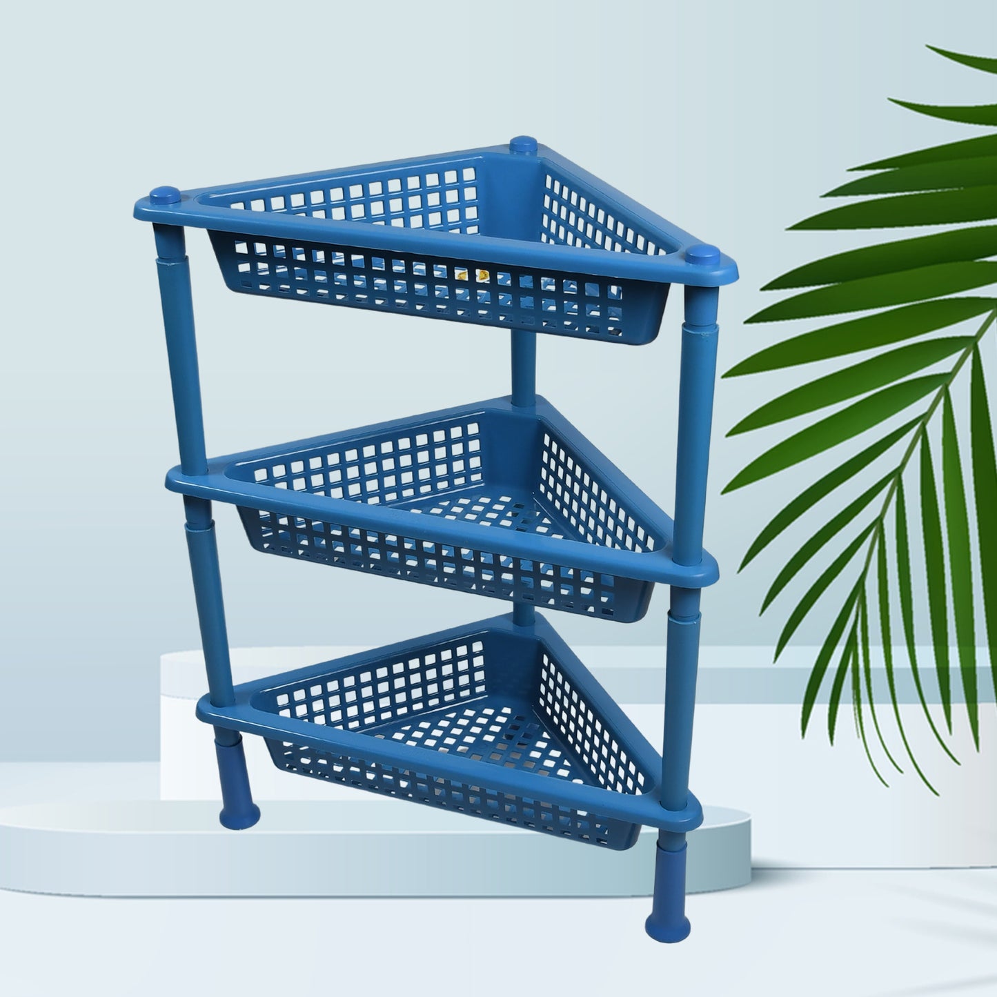 Triangle Storage Plastic 3-tier  Rack Shelf For Kitchen Living Room Bathroom Office - Happy Price - Image 4