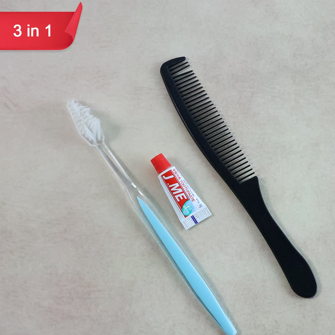3-in-1 Travel Hygiene Essentials: Toothbrush, Toothpaste & Comb Set - Happy Price - Image 1