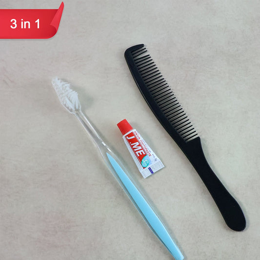 3-in-1 Travel Hygiene Essentials: Toothbrush, Toothpaste & Comb Set - Happy Price - Image 1