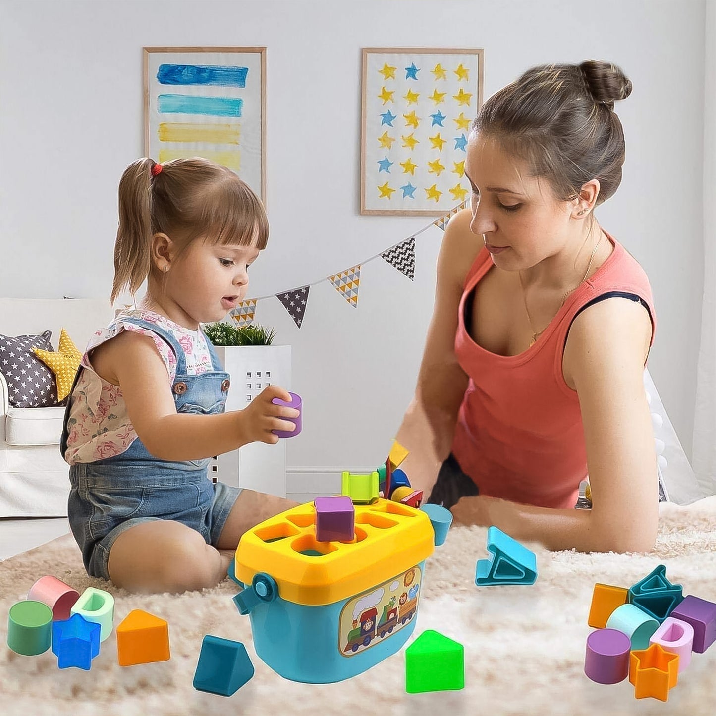 Baby First Block Set For Kids Non-toxic Abcd Geometric Shape Sorting  Stacking Toy (1 Set) - Happy Price - Image 3