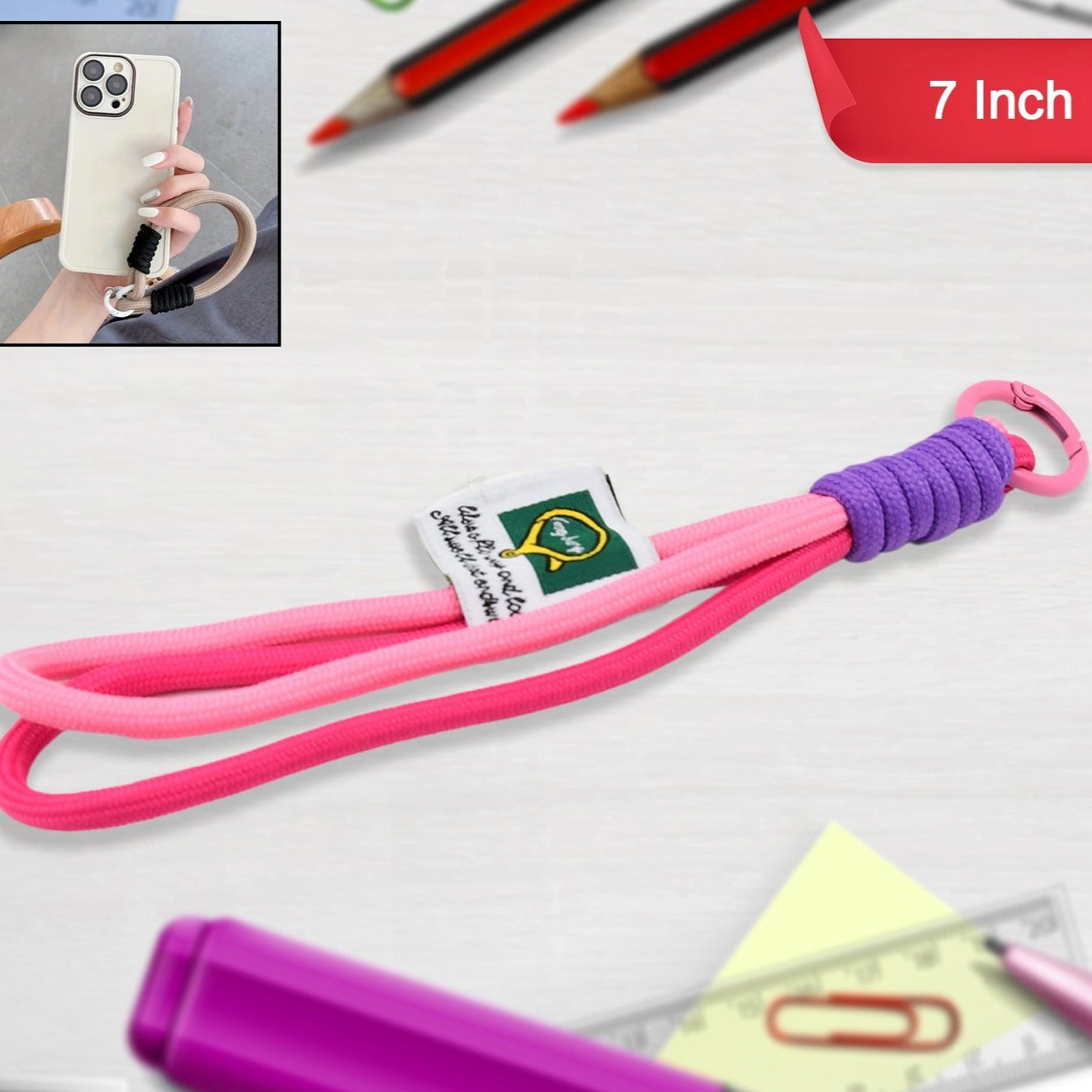 Multipurpose Hand Wrist Strap Lanyardwith Cellphone Phone Strap (1 Pc  7 Inch  Multicolor) - Happy Price - Image 1
