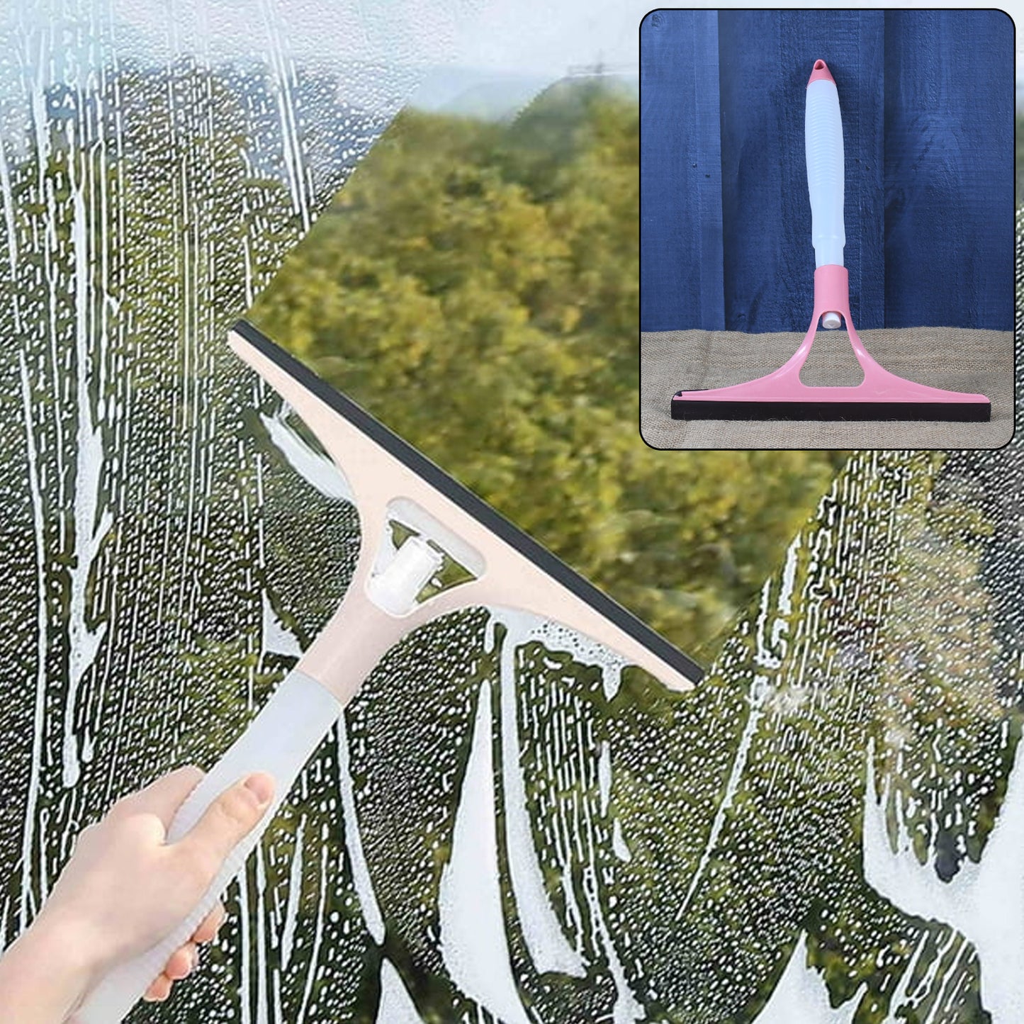 Home Practical Washing Brush Magic Spray Type Cleaning Brush With Spray Bottle Glass Wiper Window Clean Shave Glass Sponge Car Window Cleaning (1 Pc) - Happy Price - Image 3