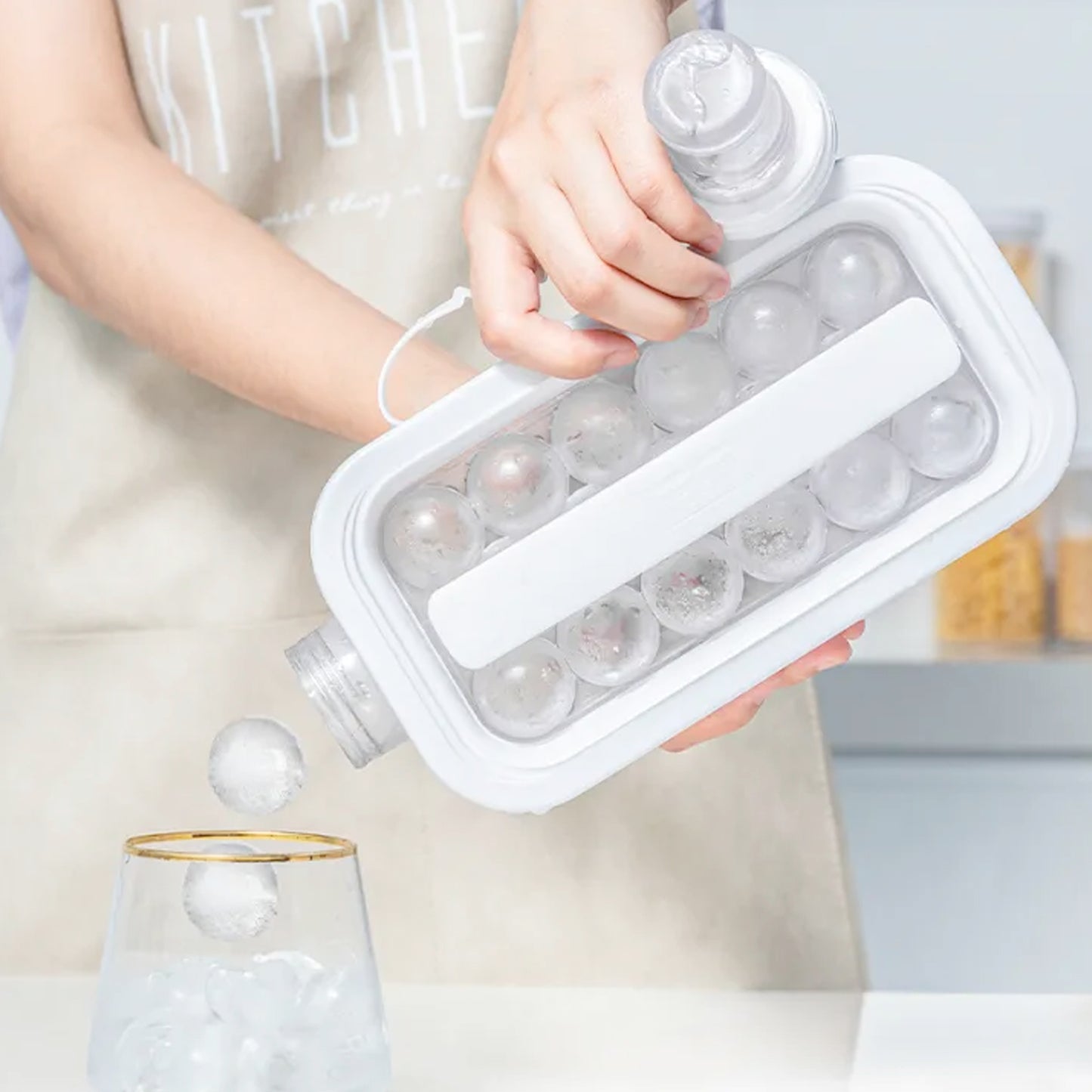 Ice Tray Foldable Ice Cube Molds With Lid2-in-1 Ice Box Ice Cube Speeder Ice Ball Maker Ice Cube Making Bottle14-ice Balls For Outing Camping Hiking - Happy Price - Image 3