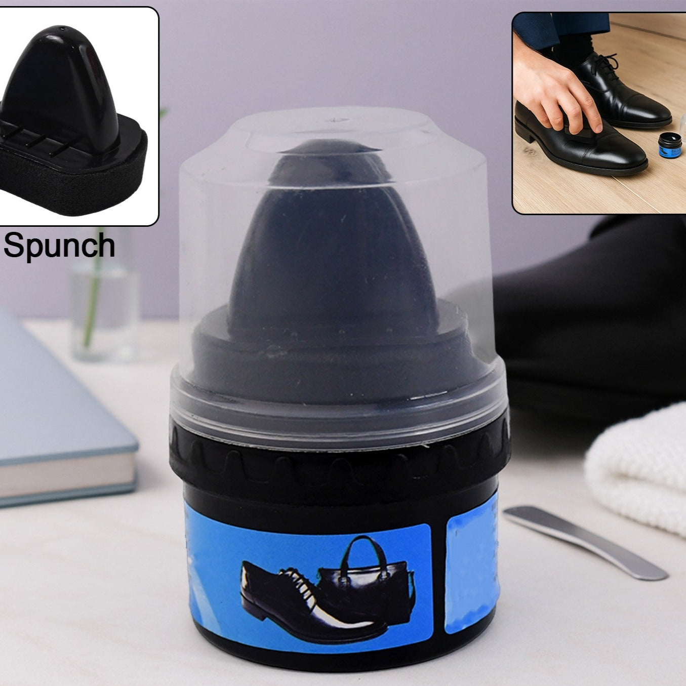 Instant Shoe Shine Sponge With Liquid Polish (1 Pc) - Happy Price - Image 1