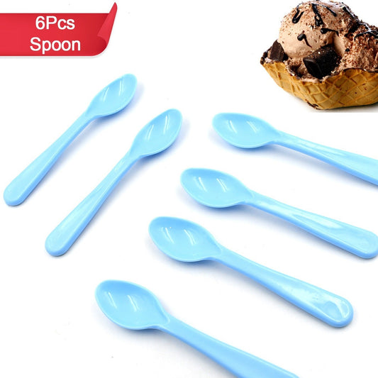 Food Plastic Spoon Set Plastic Table Spoon Set Plastic Tea Spoon Coffee With Abs Plastic Heat-resistant Spoon (6 Pc Set ) - Happy Price - Image 1