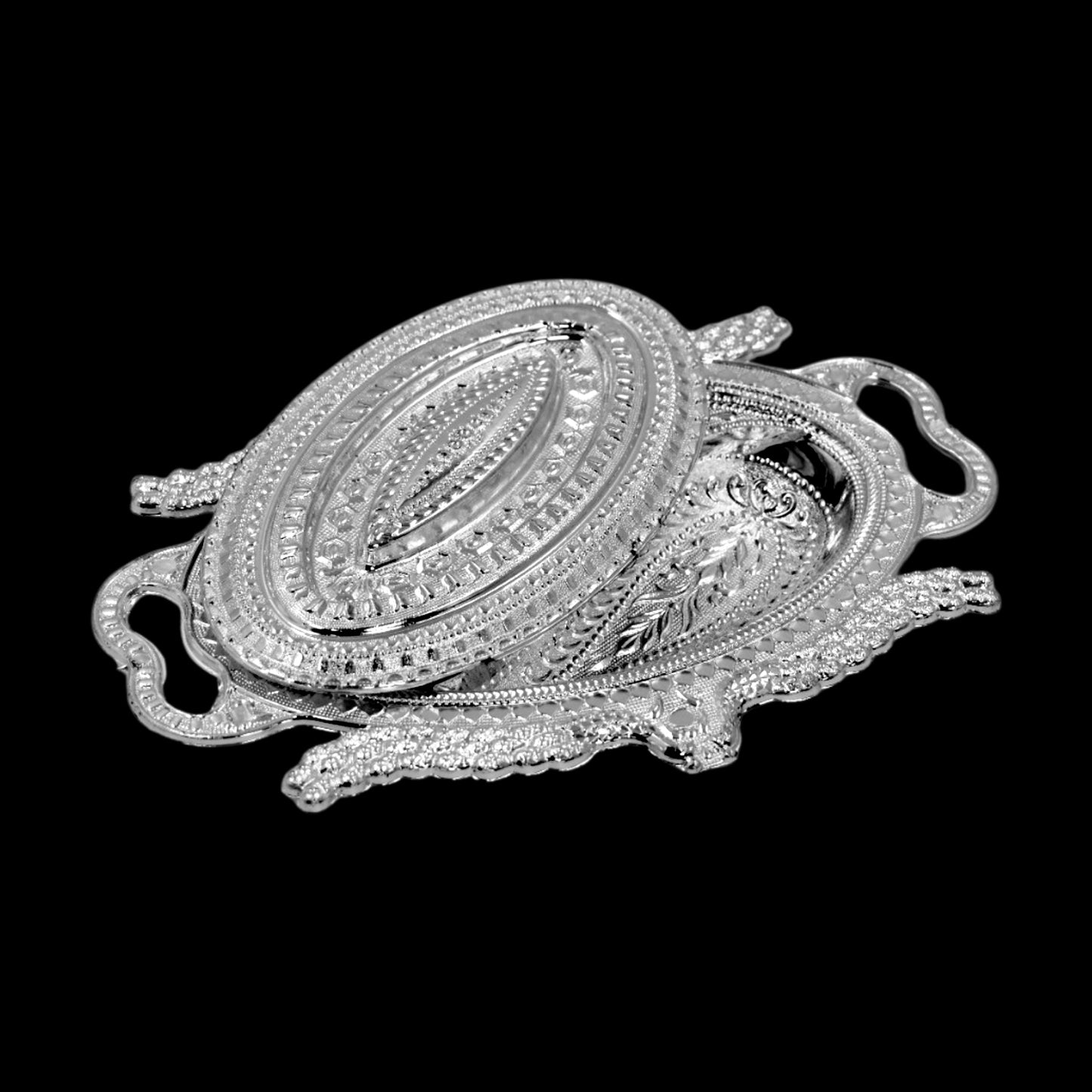 Plastic Peacock Dry Fruit Silver Finish Serving Tray - Happy Price - Image 5