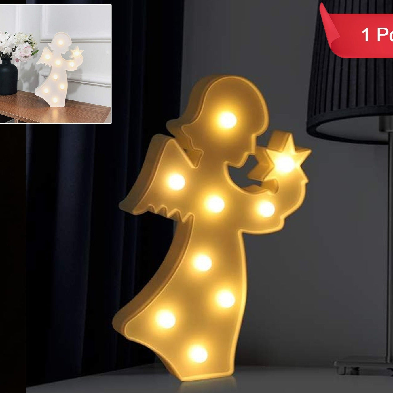 Angel Shaped LED Decorative Night Light - Battery Operated (1 Pc) - Happy Price - Image 1