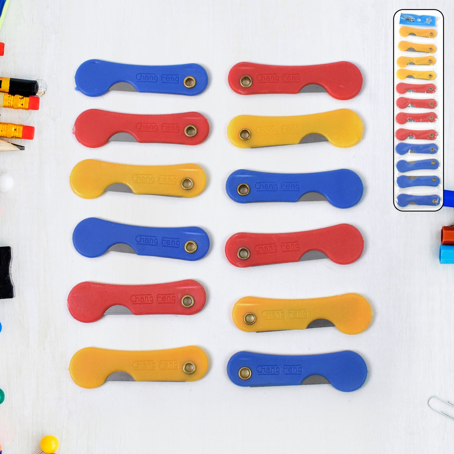 Multicolour Mini Paper Cutter Knife Pencil Knife (Pack Of 12) - Happy Price - Image 2