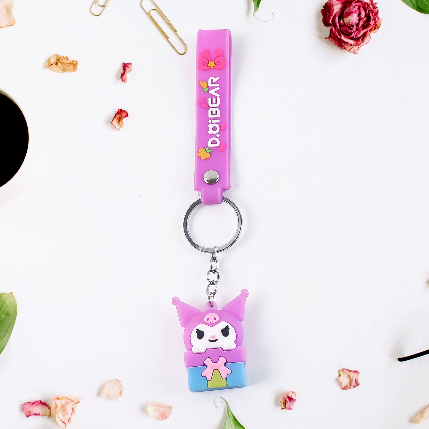 Cute Cartoon Silicone 3d Key Chain With Metal Hook  Strap (Pack Of 1) - Happy Price - Image 4