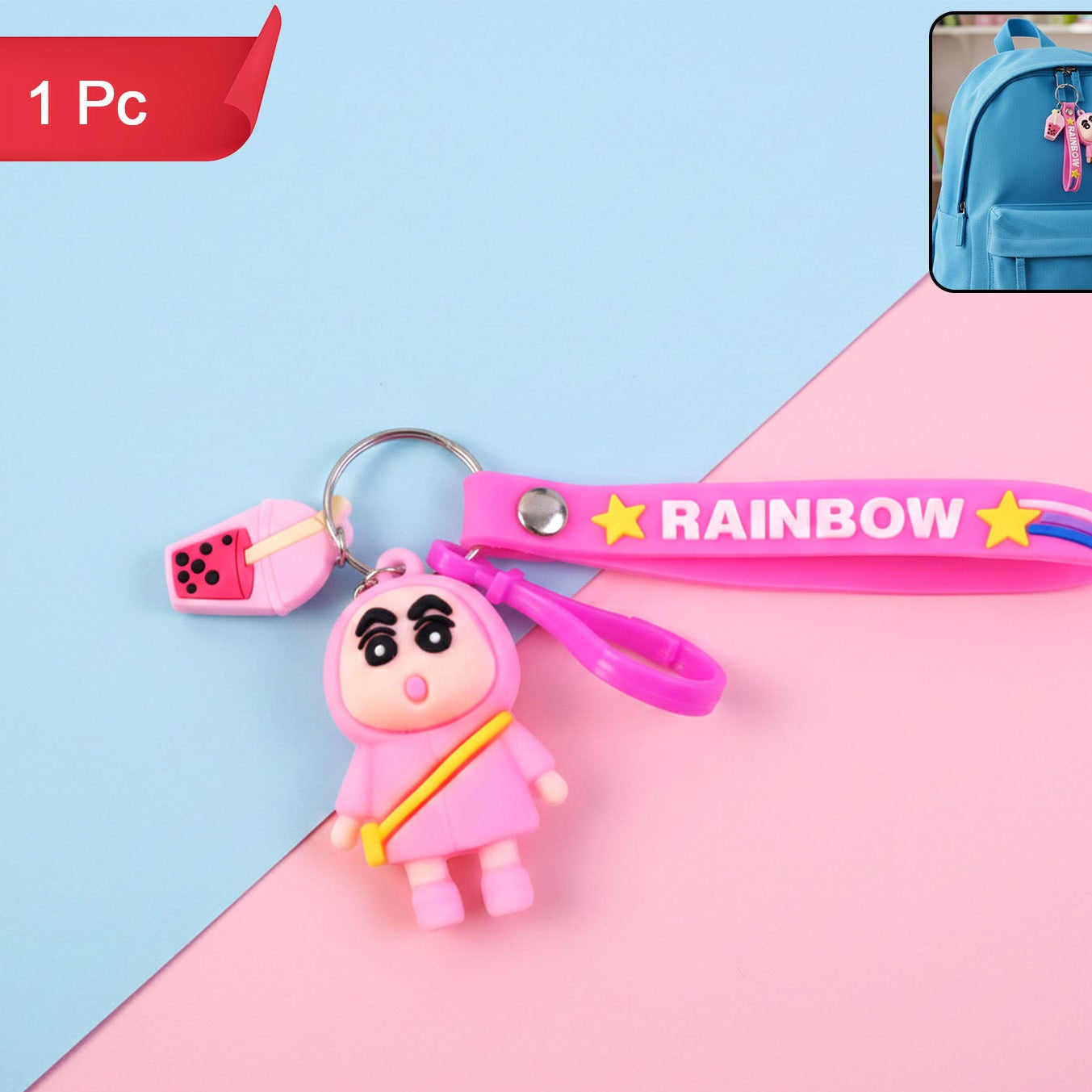 Cute Cartoon Character Rainbow Strap Keychain (1 Pc) - Happy Price - Image 1