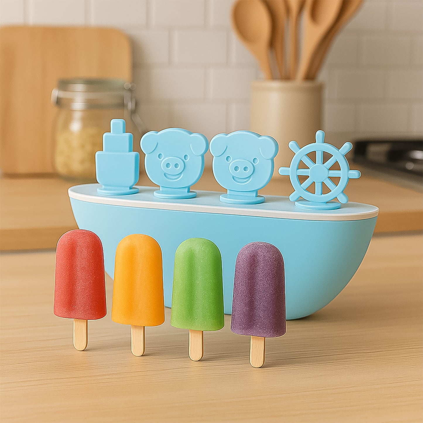 Creative Boat-shaped Ice Cream Mould With Cute Piggy - Happy Price - Image 3