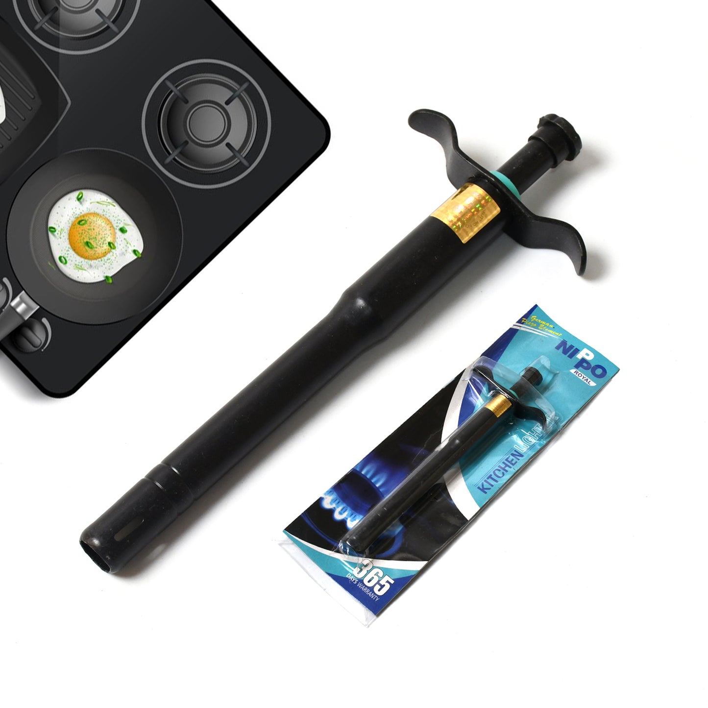 Stainless Steel Black Gas Lighter For Kitchen Gas Stove Long Lasting Unbreakable Lighters For Gas Stoves Restaurants  Kitchen (1 Pc) - Happy Price - Image 2