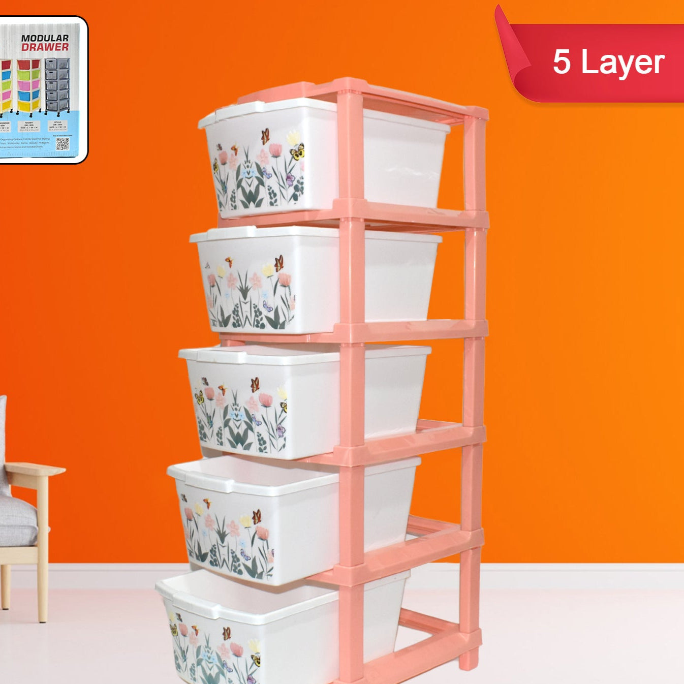 Plastic Smart Wonder Drawer Home Storage  Organization (5 Layer  1 Pc) - Happy Price - Image 1