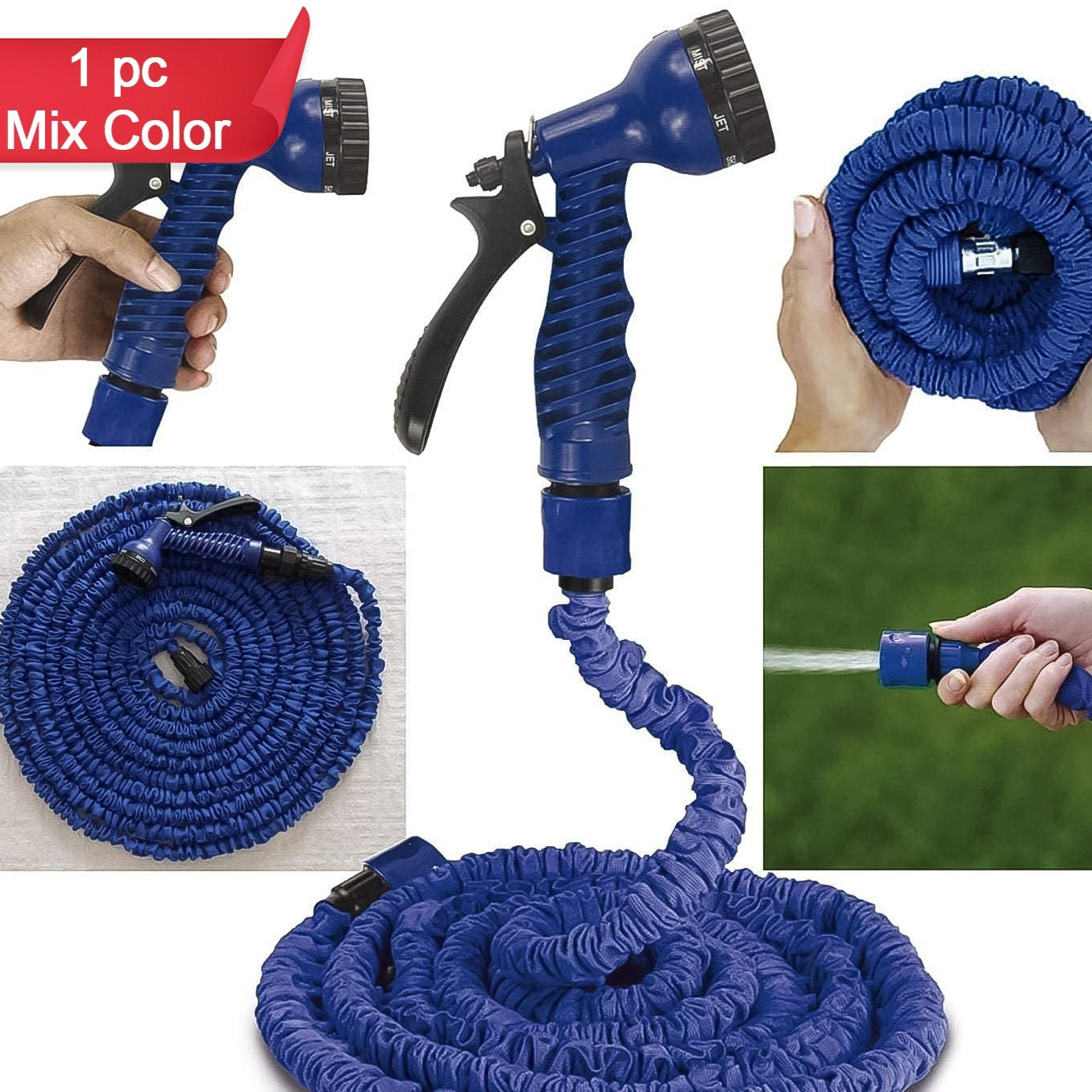 Expandable Magic Garden Hose With Spray Gun Approx 4 Metre Pipe (1 Set  Mix Color) - Happy Price - Image 1