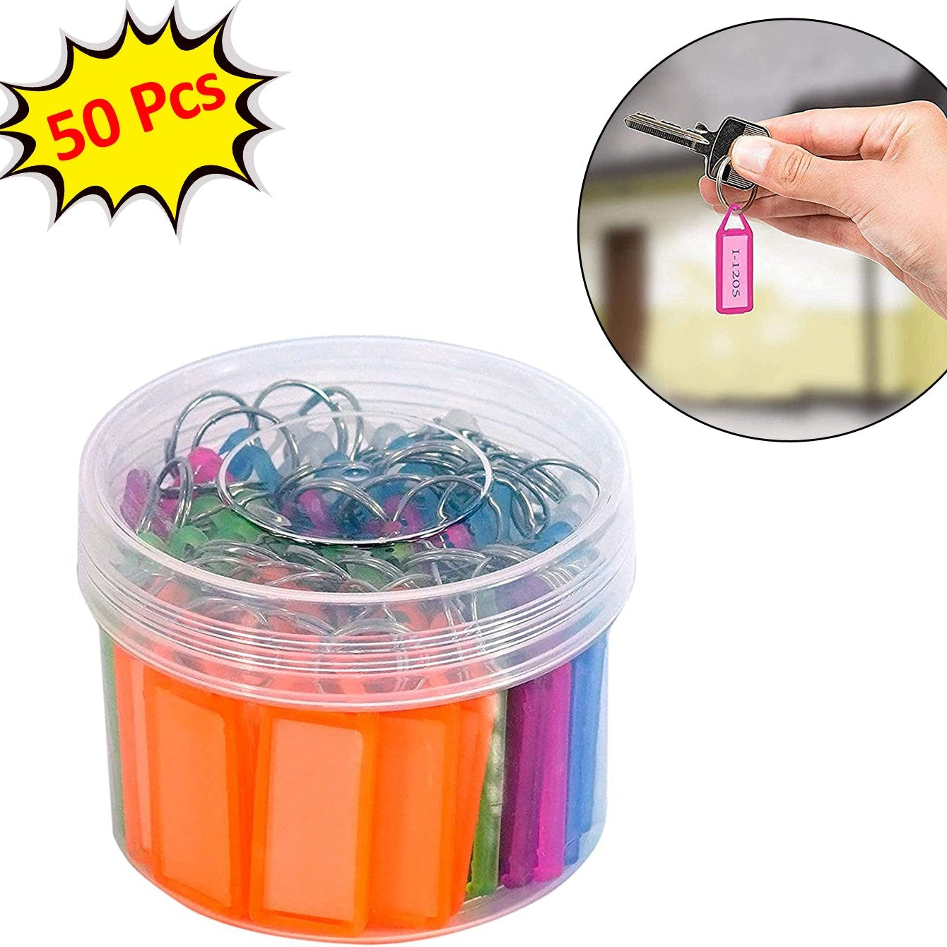 50pc Keychain Tag Label Used For Decorative Purpose On Keys And All. - Happy Price - Image 1