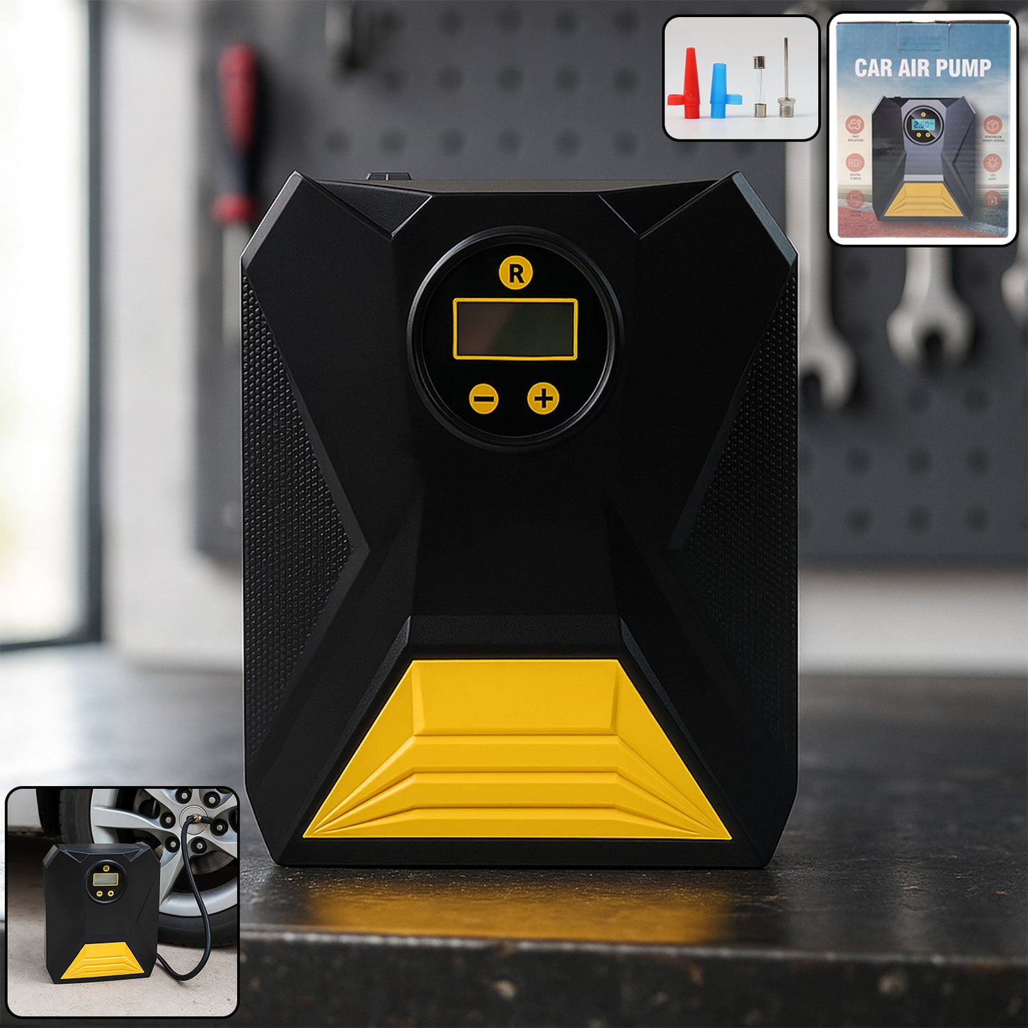 Portable Digital Tyre Inflator - 12V Car Air Compressor with Auto Shut-off & LCD Display (1 Pc) - Happy Price - Image 2