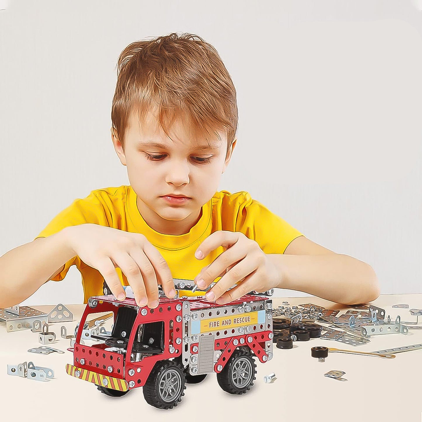 Metal Diy Fire Truck Building Blocks For Kids (Fire Truck  292pcs Of Truck Tool  1 Set) - Happy Price - Image 7