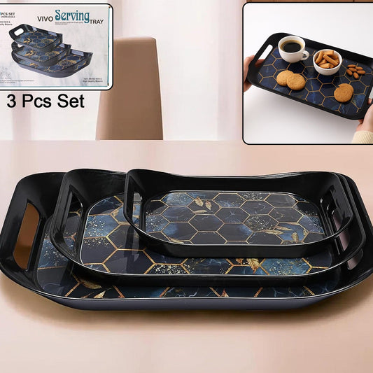 Premium Plastic Serving Tray (3 Pc) - Happy Price - Image 1