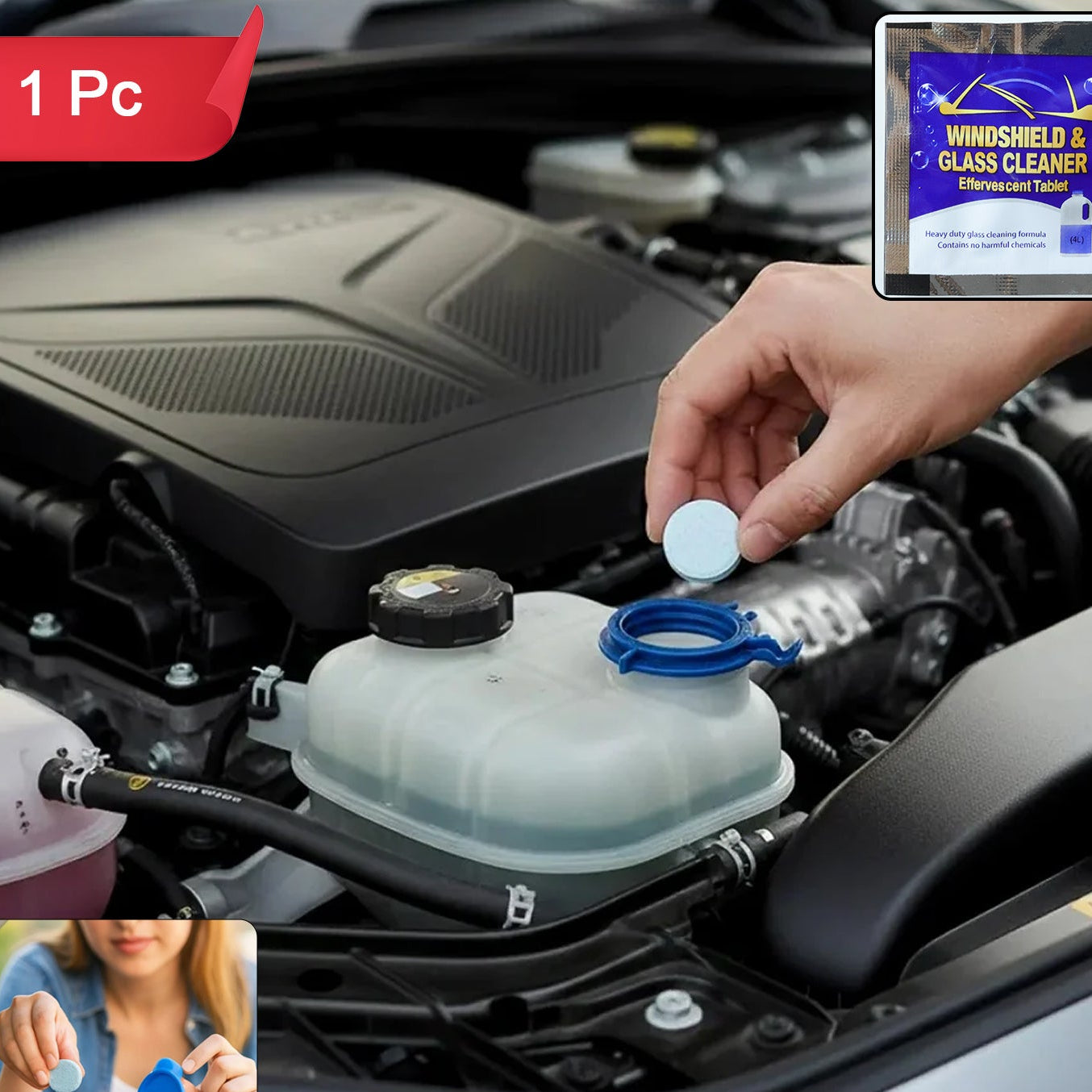 Car Windshield Glass Cleaning Effervescent Tablet (1 Pc)
