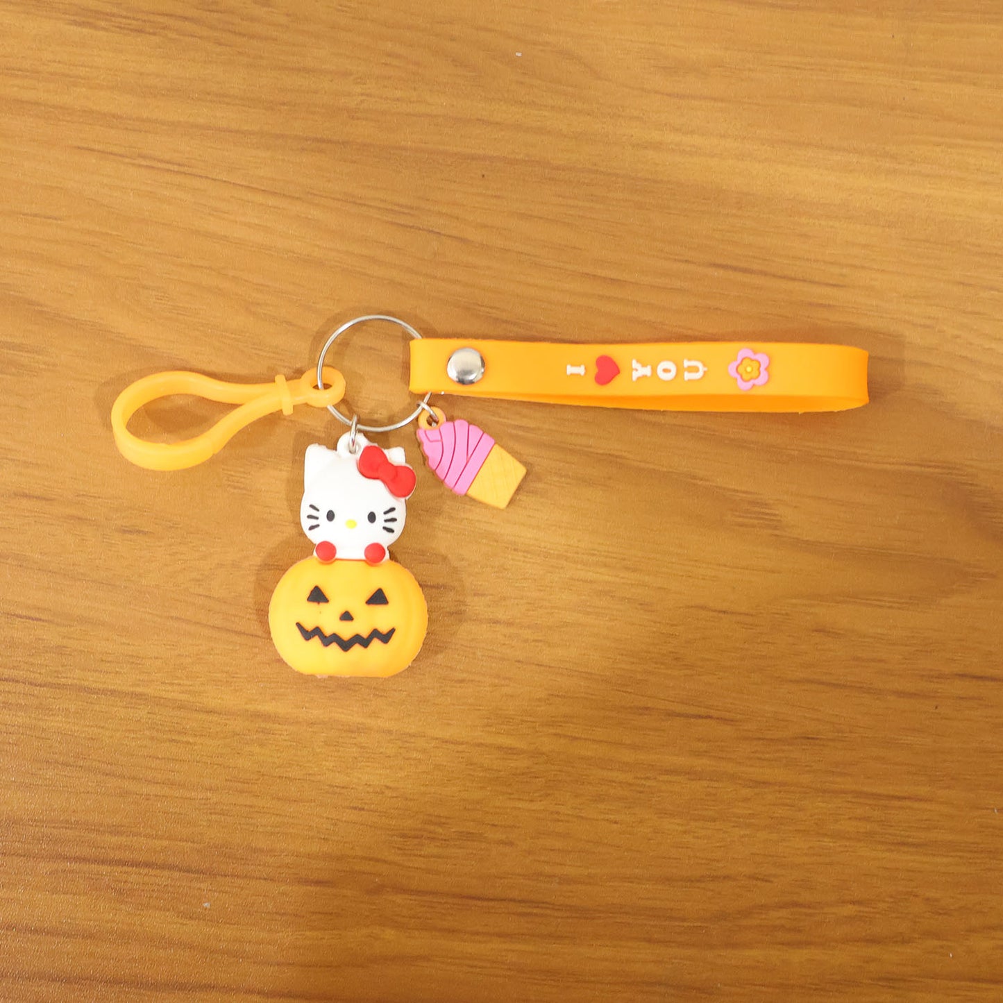 Cartoon Kitty Pumpkin Keychain with Strap - 1 Pc - Happy Price - Image 7