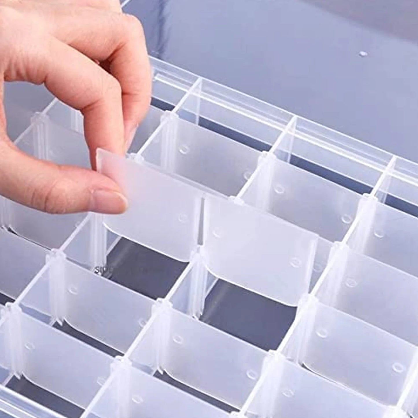 36 Grids Clear Plastic Organizer Jewelry Storage Box With Adjustable Dividers Transparent Organizer Box (1pc) - Happy Price - Image 6