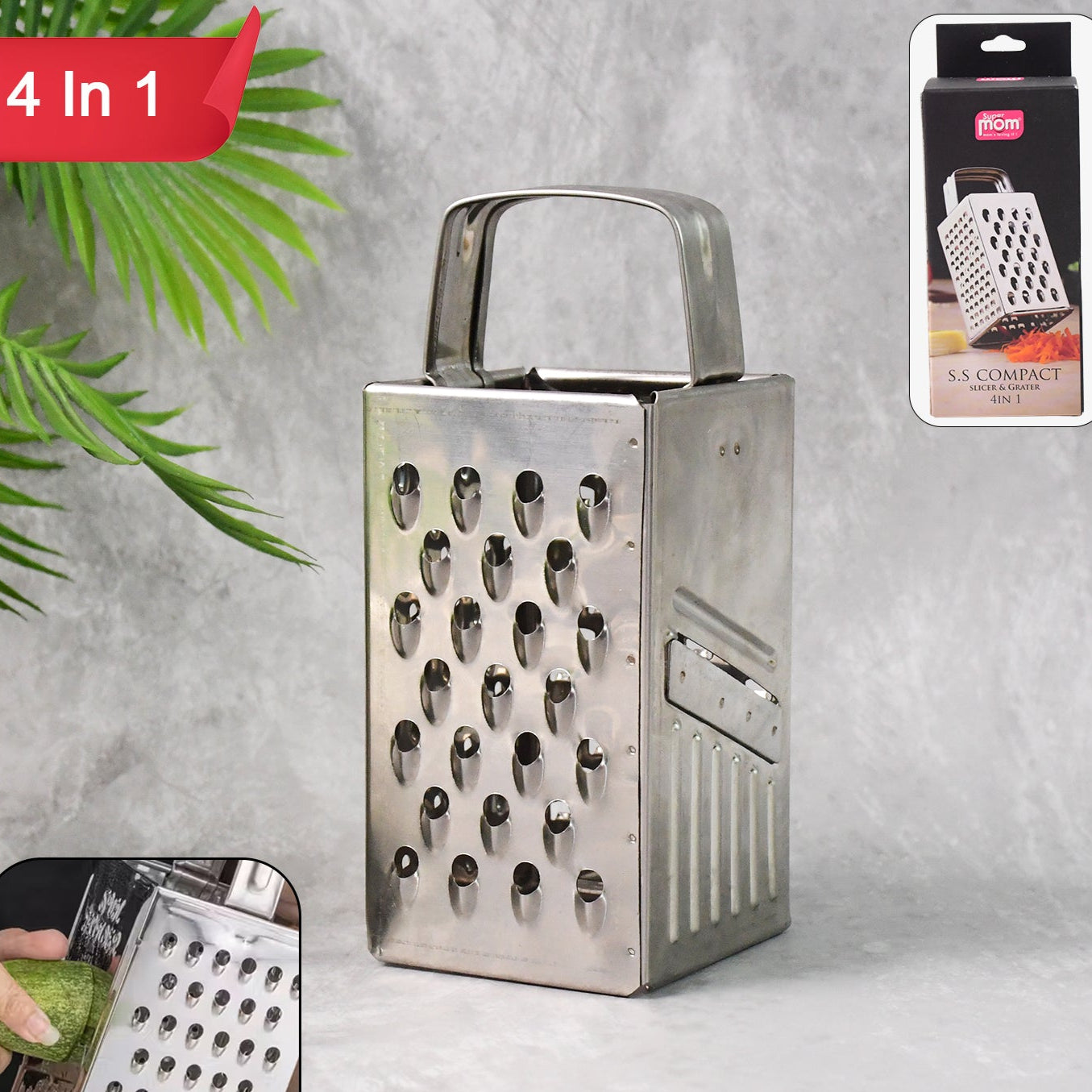 4-in-1 Stainless Steel Compact Grater and Slicer for Kitchen Use - Happy Price - Image 1