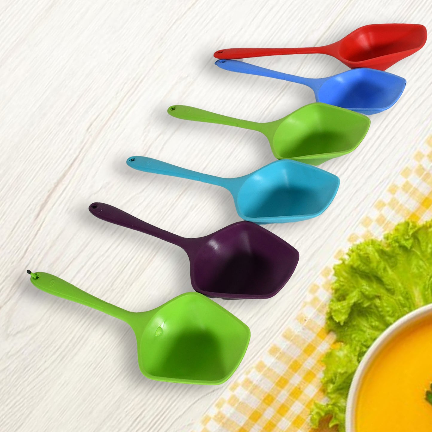 Multipurpose Silicone Spoon Silicone Basting Spoon Non-stick Kitchen Utensils Household Gadgets Heat-resistant Non Stick Spoons Kitchen Cookware Items For Cooking And Baking (6 Pcs Set) - Happy Price - Image 2