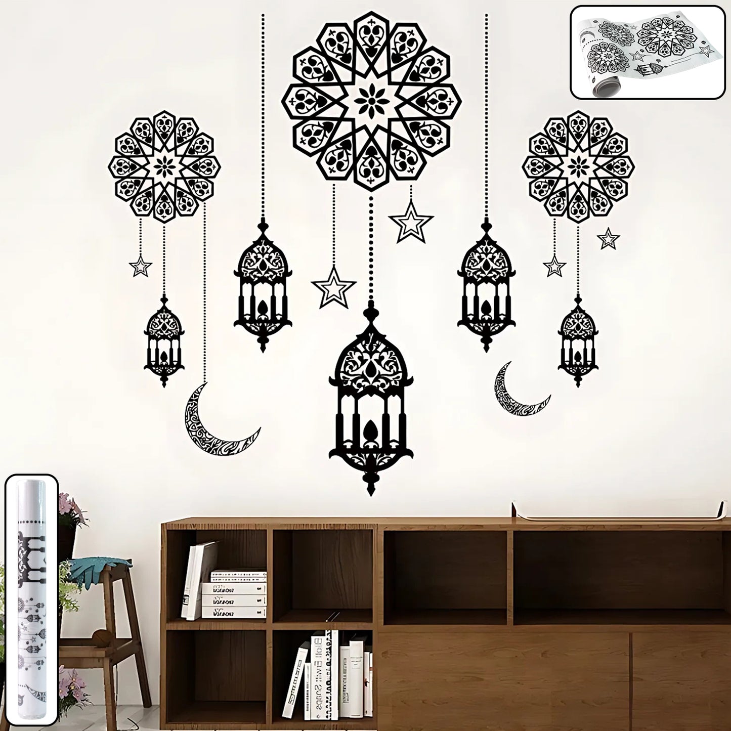 Islamic Lantern & Moon Wall Sticker - 90x30 cm Decorative Decal (1 Pc) - Happy Price - Image 3