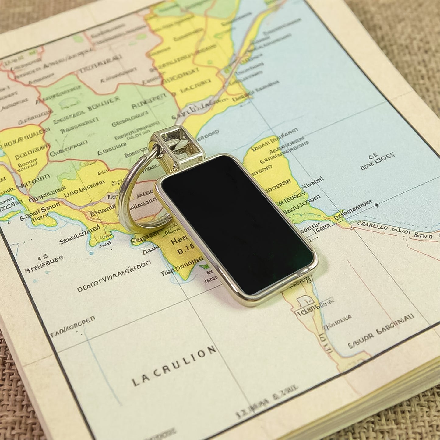 Premium Rectangular Black  Silver Metal Keychain (1 Pc) - Happy Price - Image 4