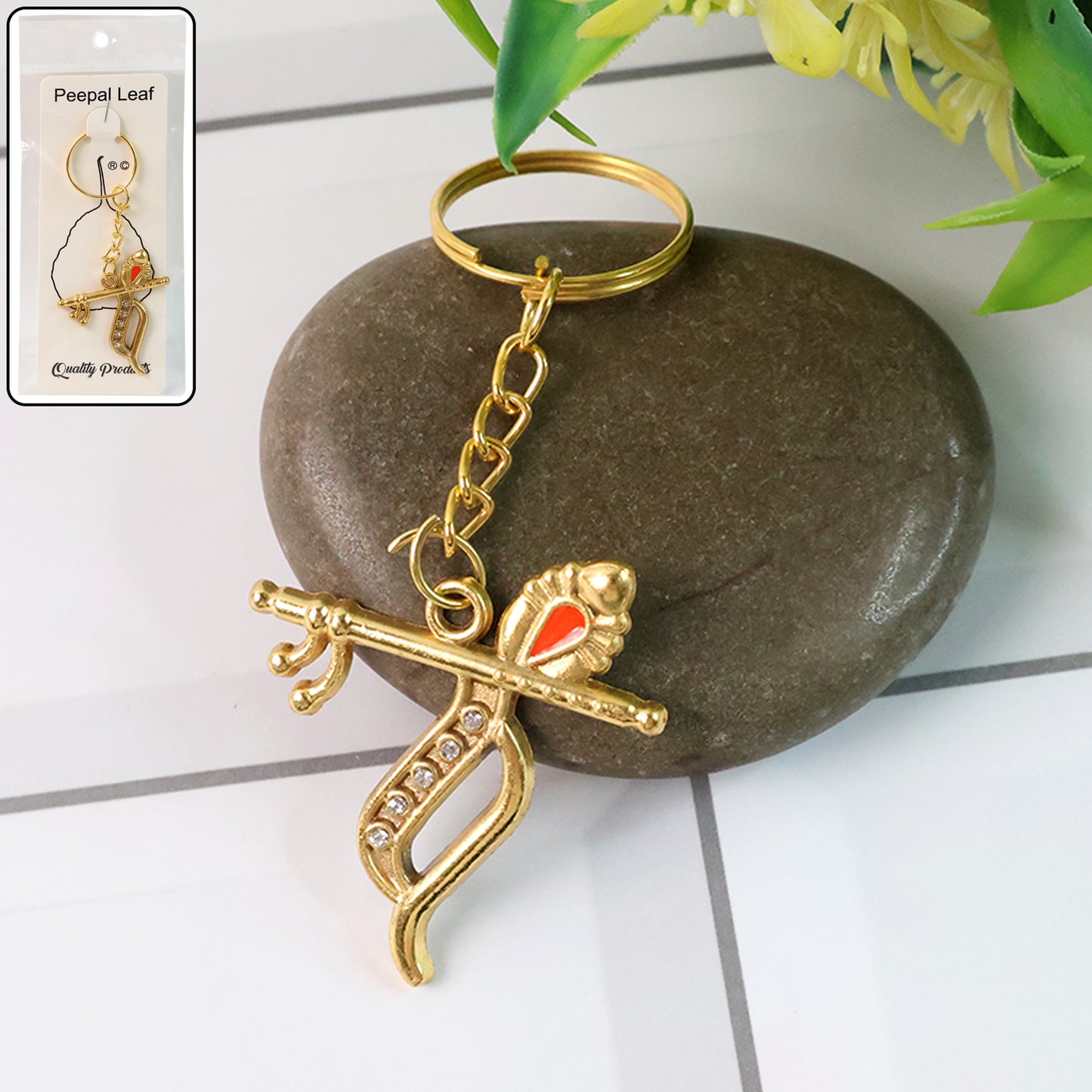 Krishna Flute & Peacock Feather Metal Keychain (1 Pc) - Happy Price - Image 7