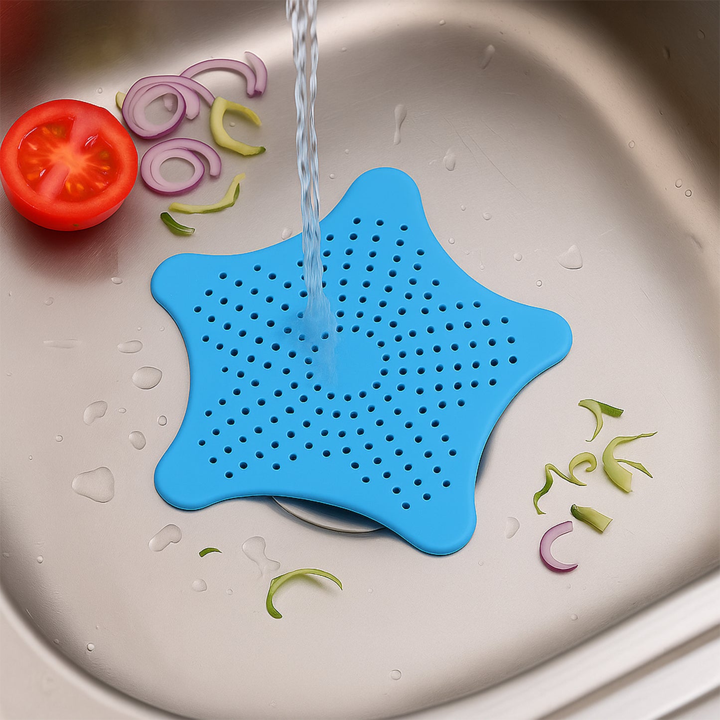Aqua Blue Silicone Star Shaped Sink Filter Bathroom Hair Catcher Drain Strainers For Basin - Happy Price - Image 6